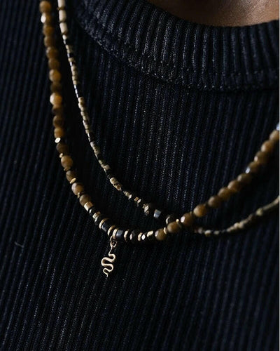 ANA 3-Wrap Necklace and Bracelet - Caramel