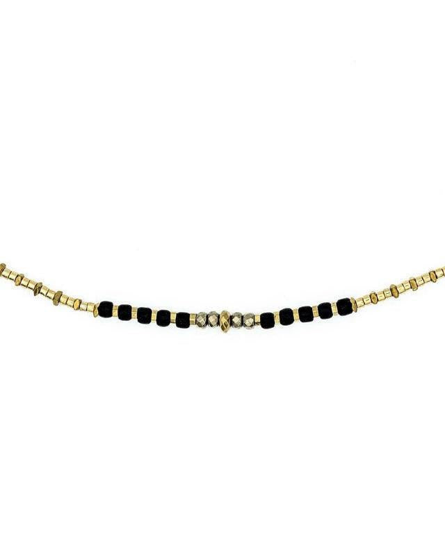 Collier et Bracelet 3 tours, ANDY Gold 3 - Black