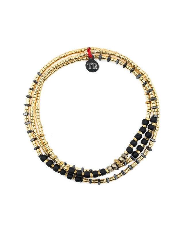 Collier et Bracelet 3 tours, ANDY Gold 3 - Black