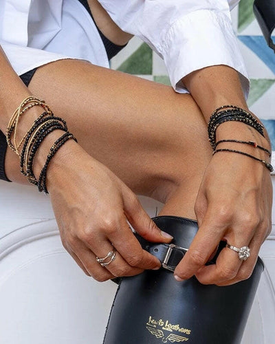 Collier et Bracelet 6 tours,  ANDY Gold 6 - Black