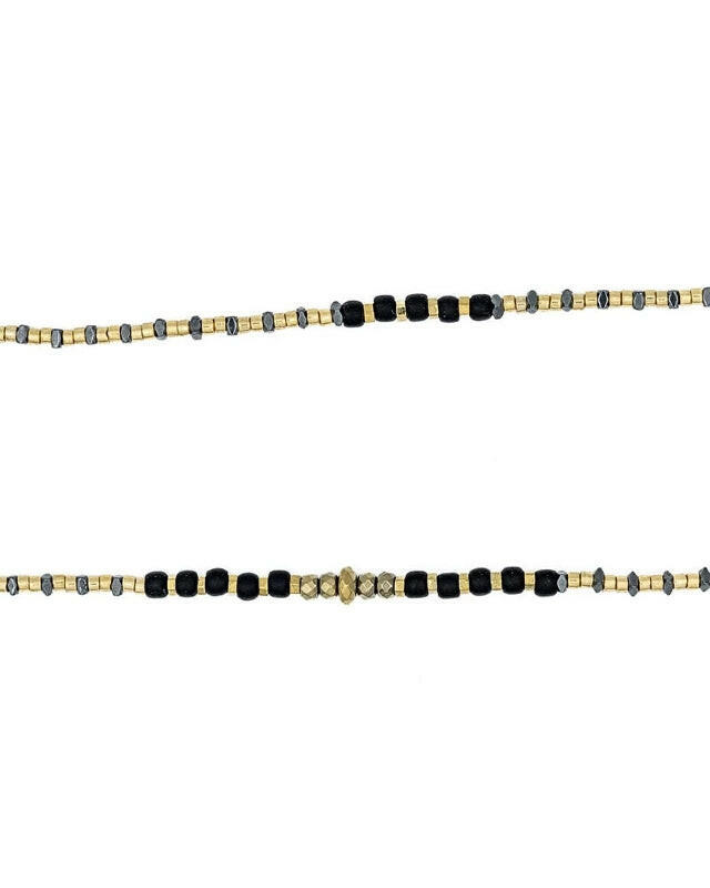 Collier et Bracelet 6 tours,  ANDY Gold 6 - Black