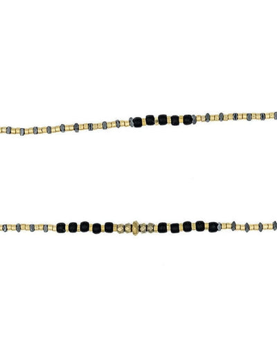 Collier et Bracelet 6 tours,  ANDY Gold 6 - Black