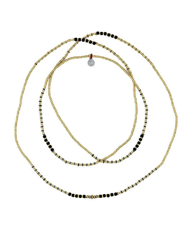 Collier et Bracelet 6 tours,  ANDY Gold 6 - Black