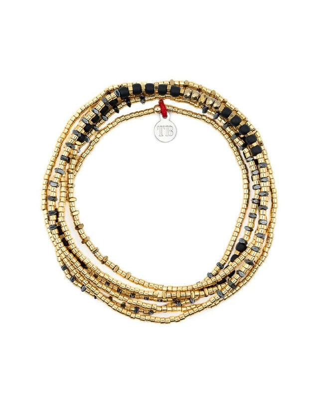 Collier et Bracelet 6 tours,  ANDY Gold 6 - Black