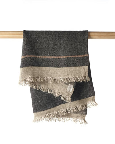The Belgian Towel Serviette Invité, Black Stripe, Libeco