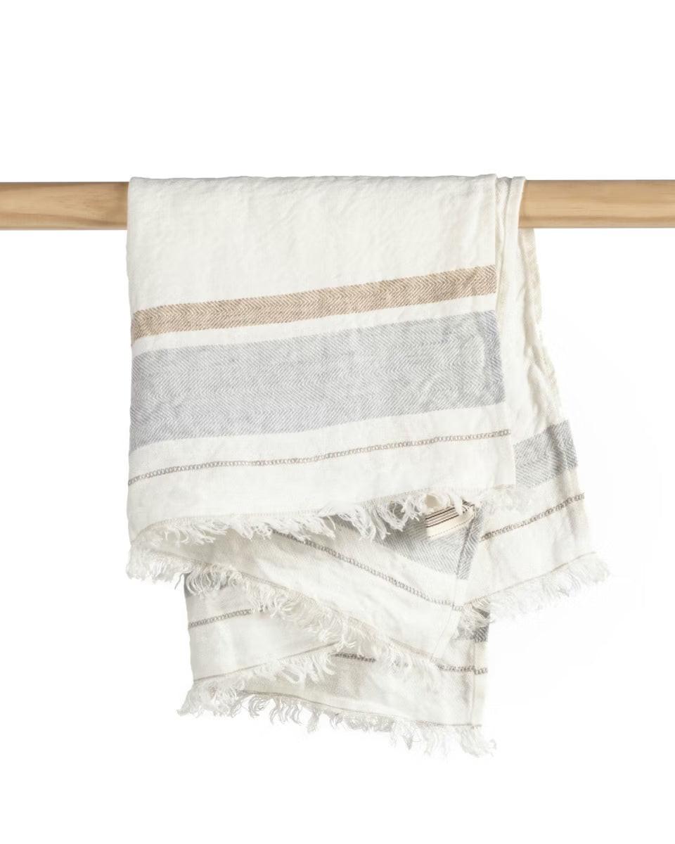 The Belgian Towel Serviette Invité, Oyster Stripe, Libeco