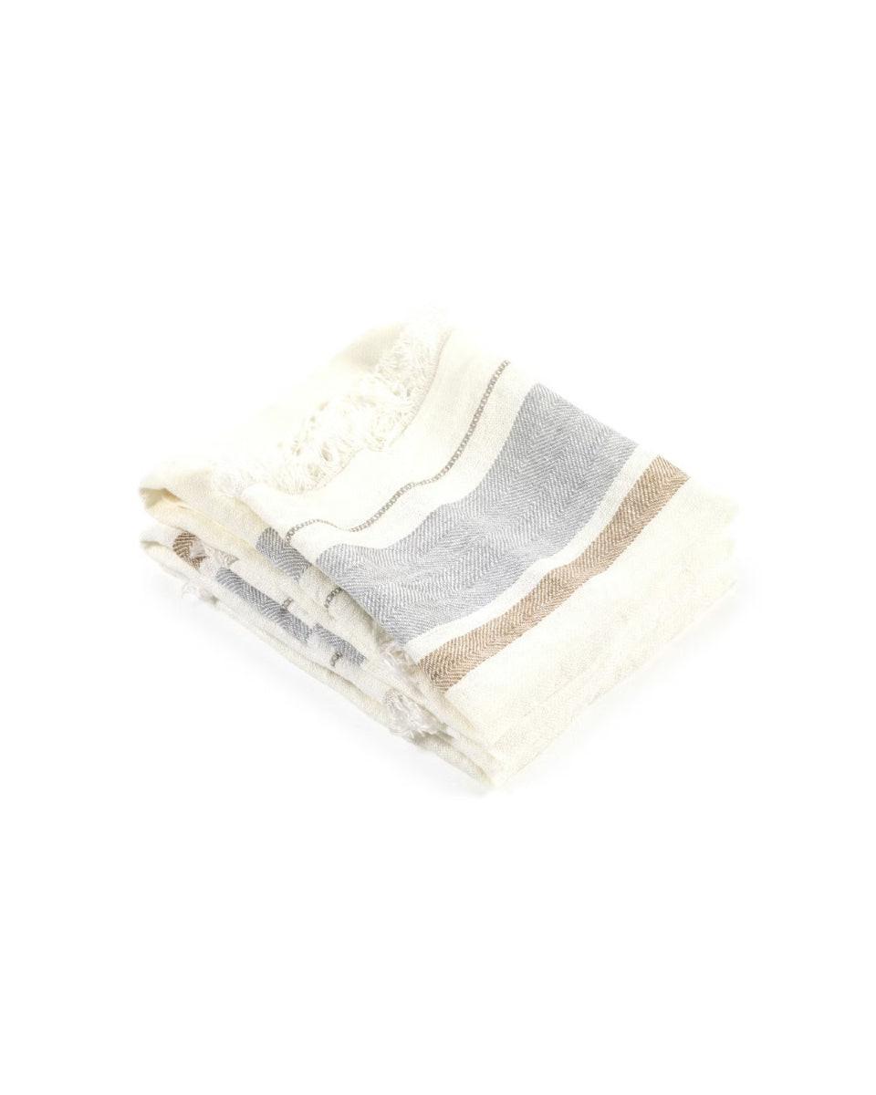 The Belgian Towel Serviette Invité, Oyster Stripe, Libeco