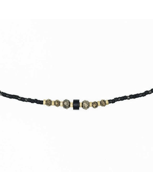 Necklace and Bracelet 3 turns, BLACK PANTHER - Slim 3 