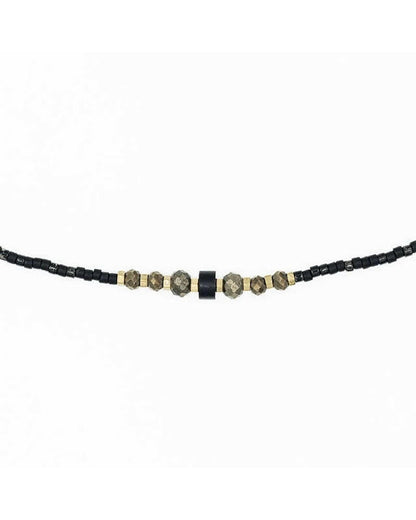 Necklace and Bracelet 3 turns, BLACK PANTHER - Slim 3 