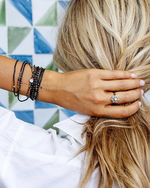 Collier et Bracelet 6 tours, BLACK PANTHER - Slim 6