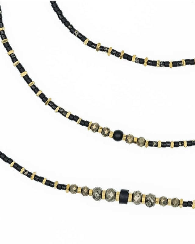 Collier et Bracelet 6 tours, BLACK PANTHER - Slim 6