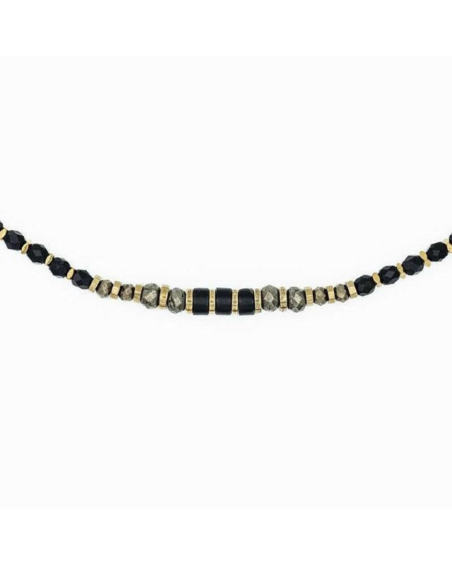Collier et Bracelet 6 tours, BLACK PANTHER - Noir Mat