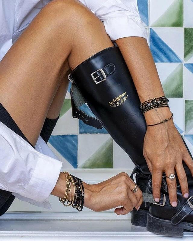 Collier et Bracelet 6 tours, BLACK PANTHER - Noir Mat