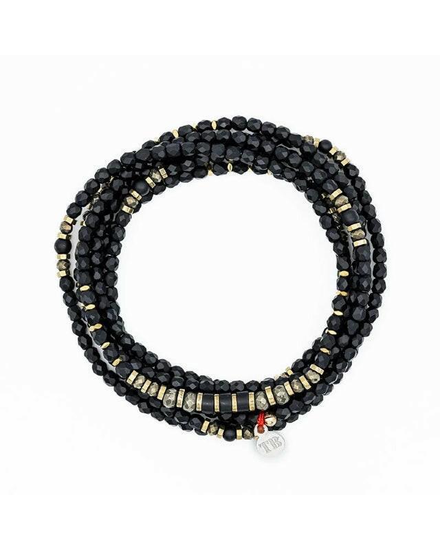 Collier et Bracelet 6 tours, BLACK PANTHER - Noir Mat