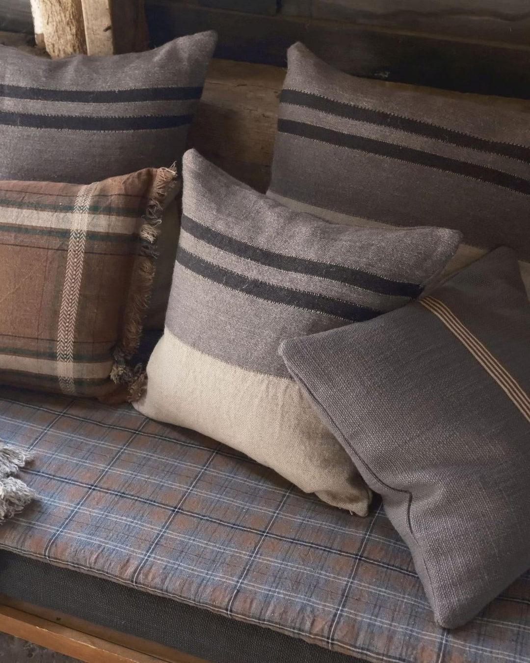 Plaid Black House Stripe Charcoal, Libeco