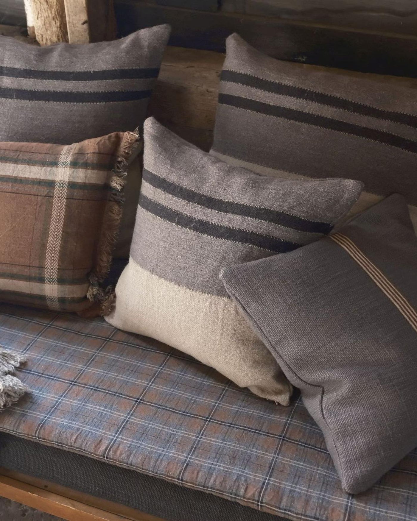 Plaid Black House Stripe Charcoal, Libeco