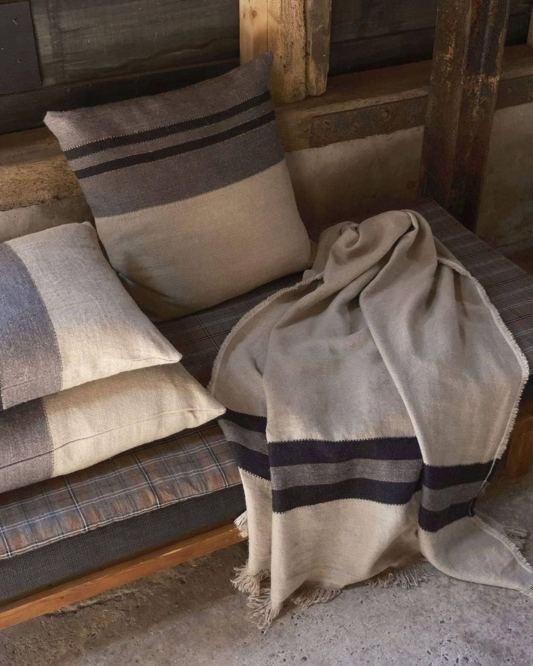 Plaid Black House Stripe Charcoal, Libeco