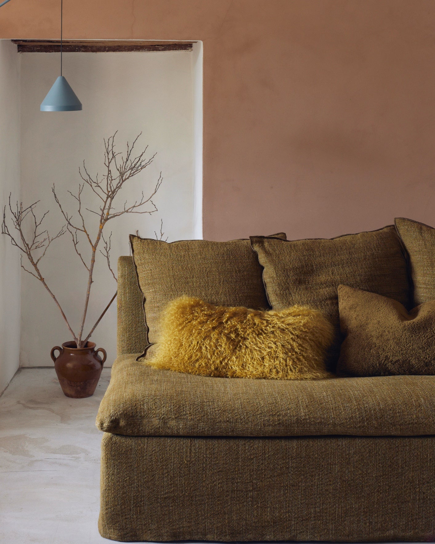 Coussin Vice Versa Fourrures de Mouton Bouclette, Bronze