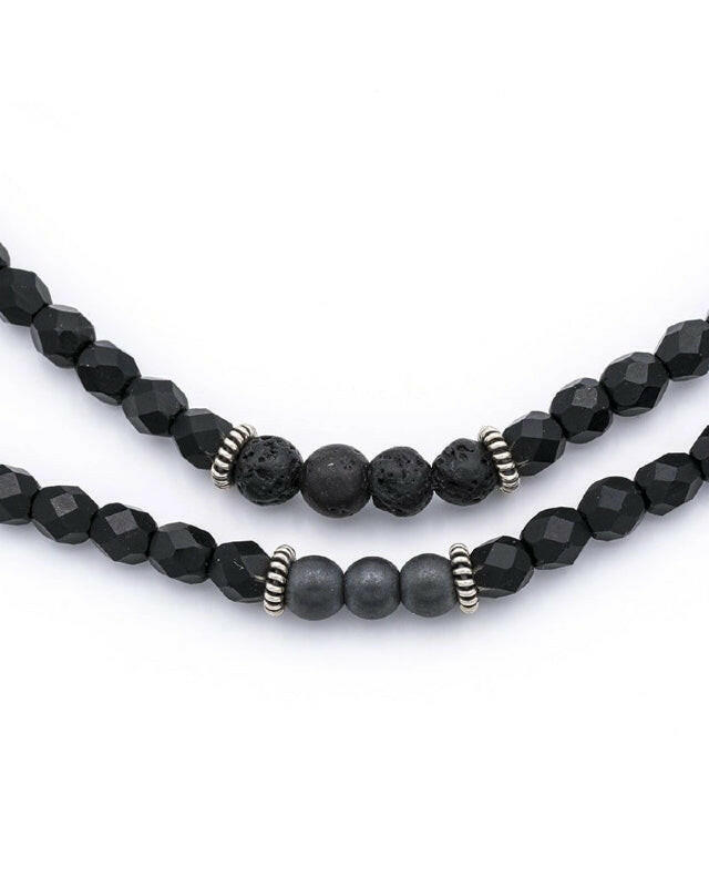 Collier Bracelet Homme 3 tours, GENTLEMAN SILVER - Noir Mat
