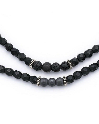 Collier Bracelet Homme 3 tours, GENTLEMAN SILVER - Noir Mat