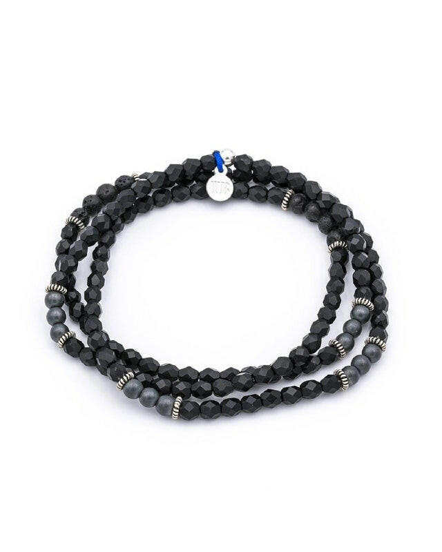 Collier Bracelet Homme 3 tours, GENTLEMAN SILVER - Noir Mat