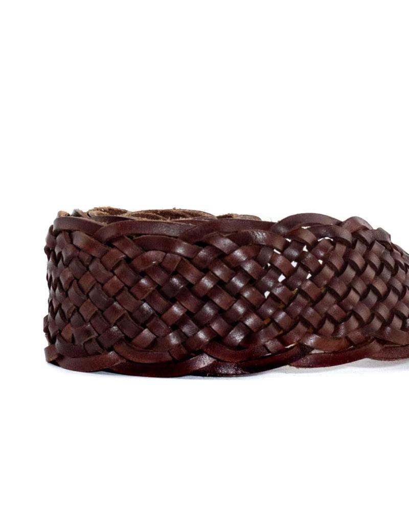 Ceinture Weave Belt Oval Buckle, DarkBrown, Dragon Diffusion