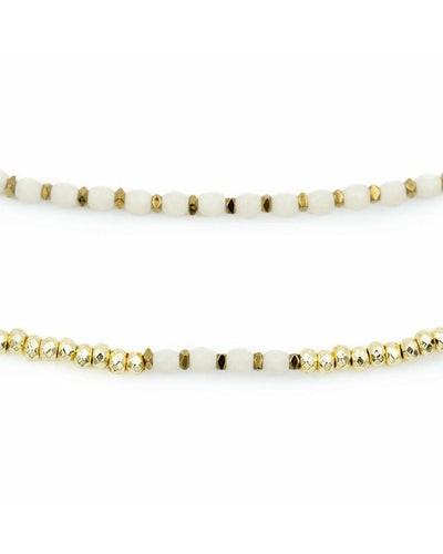 Collier et Bracelet 6 tours, CAROLINE Gold Vanille