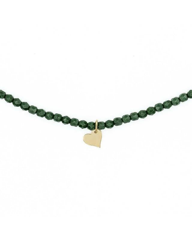 Collier et Bracelet 3 tours, Coeur Gold - Green Forest