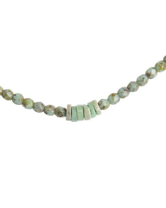 Collier et Bracelet 6 tours, JOANNA - Vert marbré