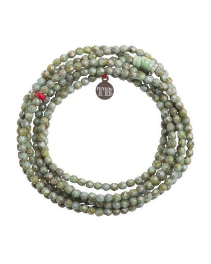 Necklace and Bracelet 6 turns, JOANNA - Marbled green 