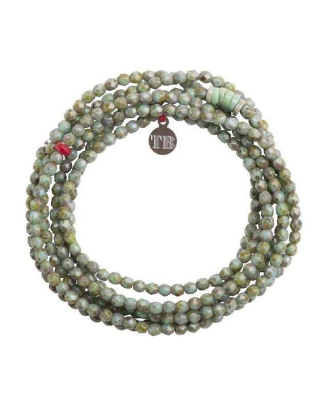 Collier et Bracelet 6 tours, JOANNA - Vert marbré