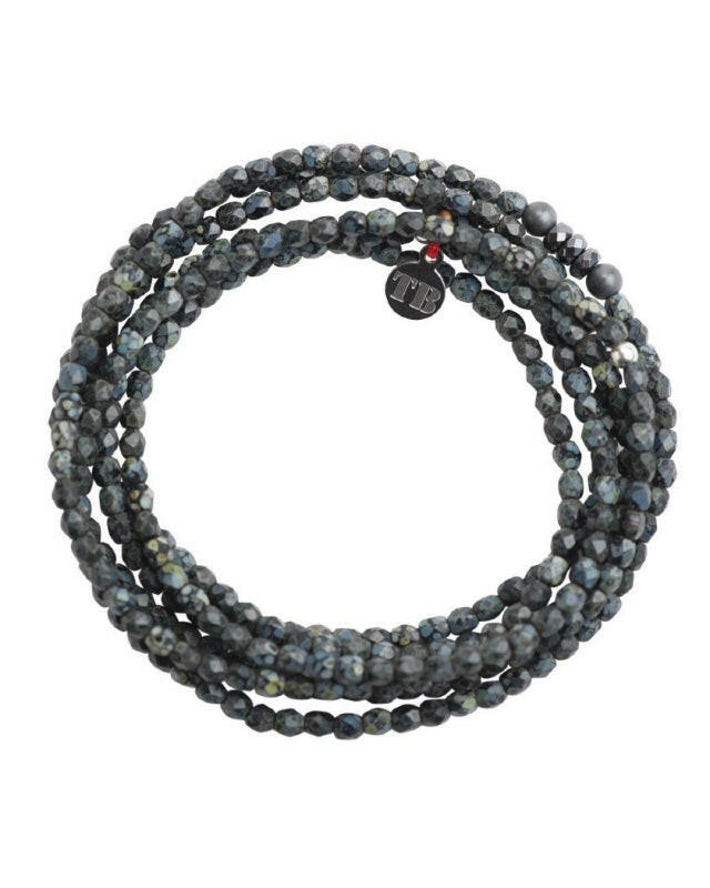 Collier et Bracelet 6 tours, VERO - Noir Rock Mat