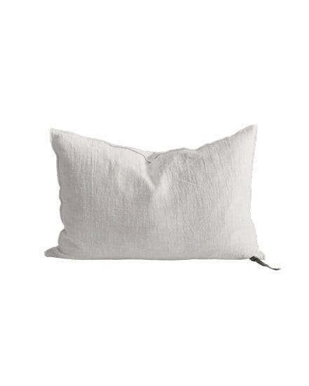 Coussin Vice Versa Lin Lavé Froissé, Blanc / Ecru.
