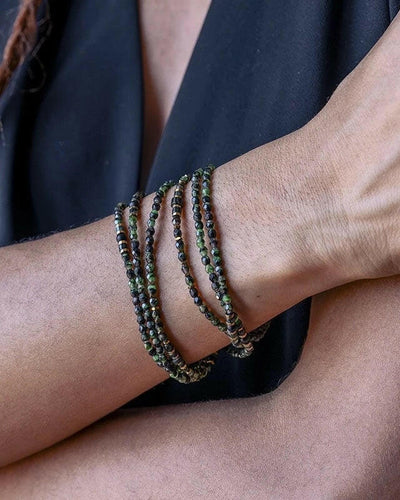 Collier et Bracelet 6 tours, CROCODILE - Jaspe Kambala