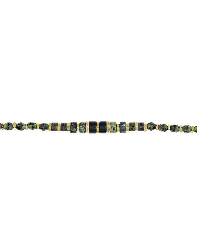 Collier et Bracelet 6 tours, CROCODILE - Jaspe Kambala