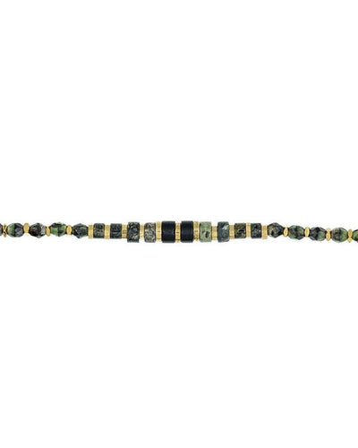 Collier et Bracelet 6 tours, CROCODILE - Jaspe Kambala