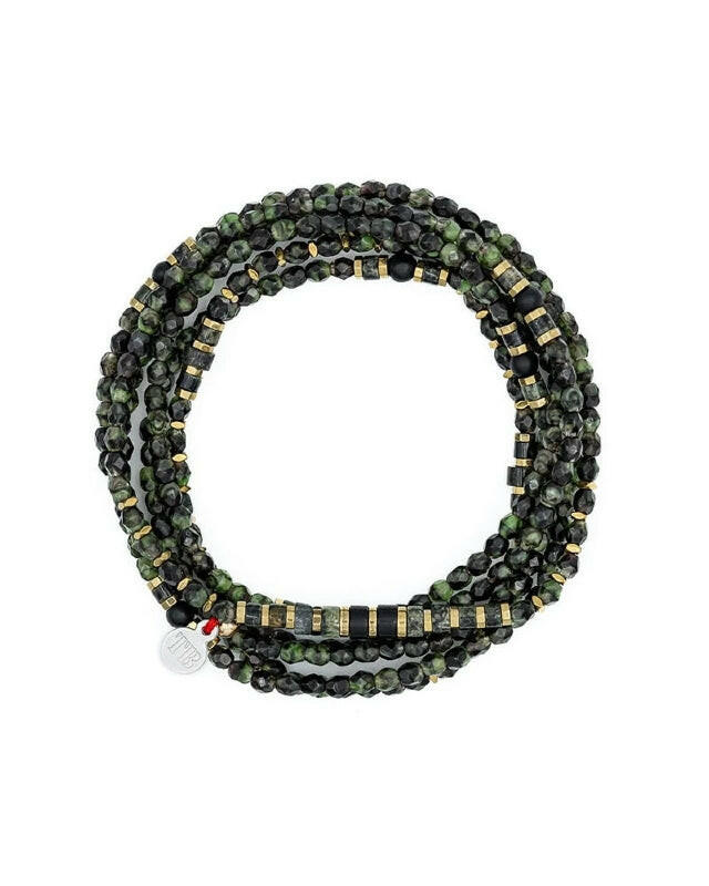 Collier et Bracelet 6 tours, CROCODILE - Jaspe Kambala