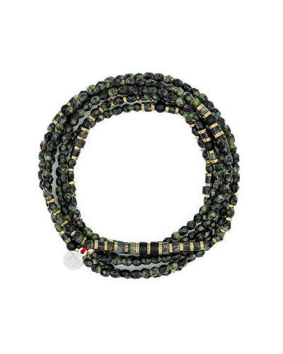 Collier et Bracelet 6 tours, CROCODILE - Jaspe Kambala