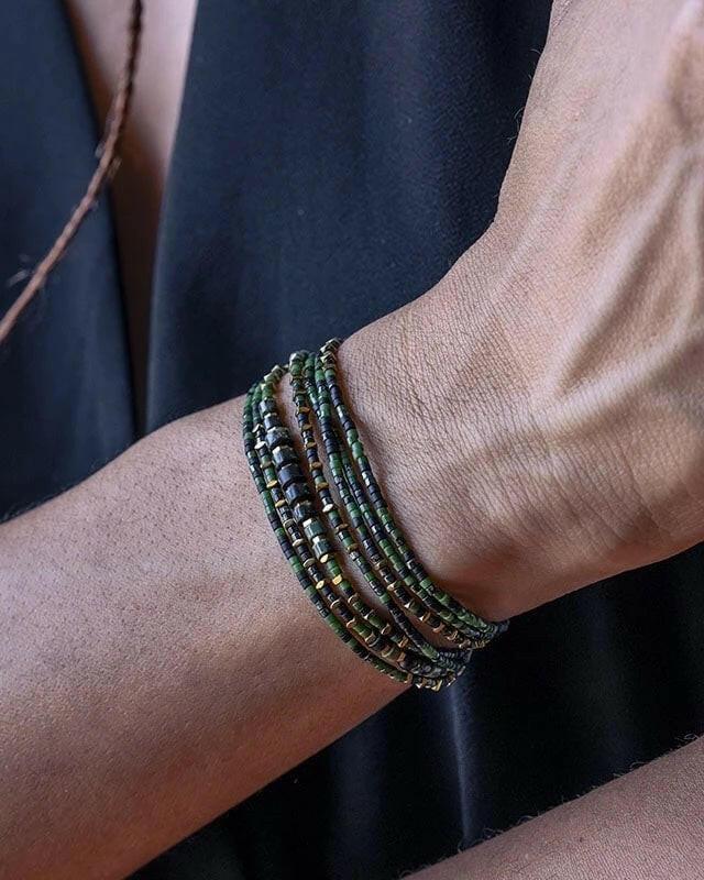 Collier et Bracelet 6 tours,  CROCODILE - Slim 6