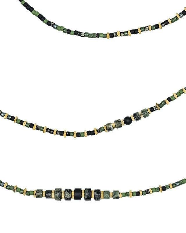 Collier et Bracelet 6 tours,  CROCODILE - Slim 6