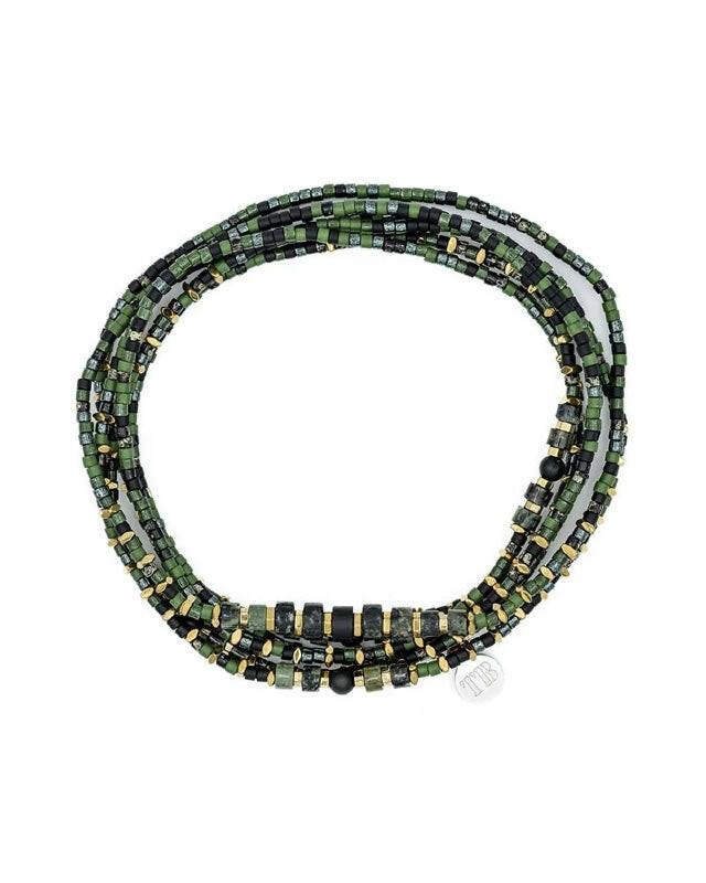 Collier et Bracelet 6 tours,  CROCODILE - Slim 6