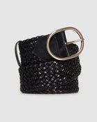 Weave Belt Oval Buckle Belt, Black
