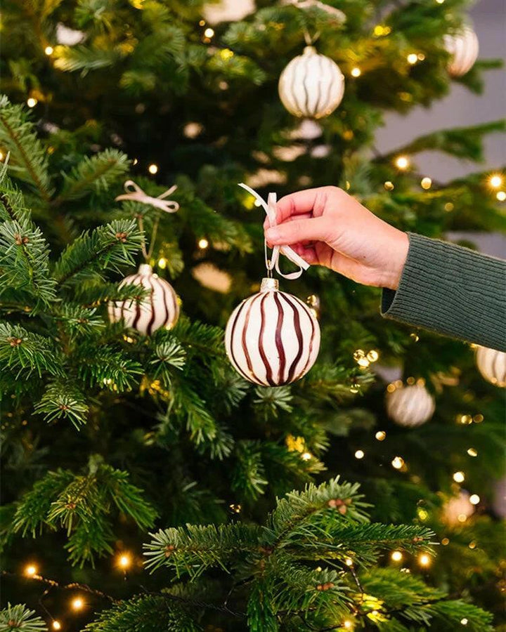 Ornement Christmas Glass Lines - Lot de 4 - Rouge