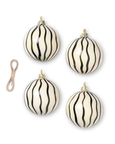 Ornement Christmas Glass Lines Green - Lot de 4