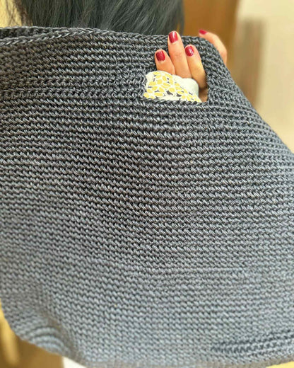 Sac à main en sisal Bleu Marine, Pao Maison