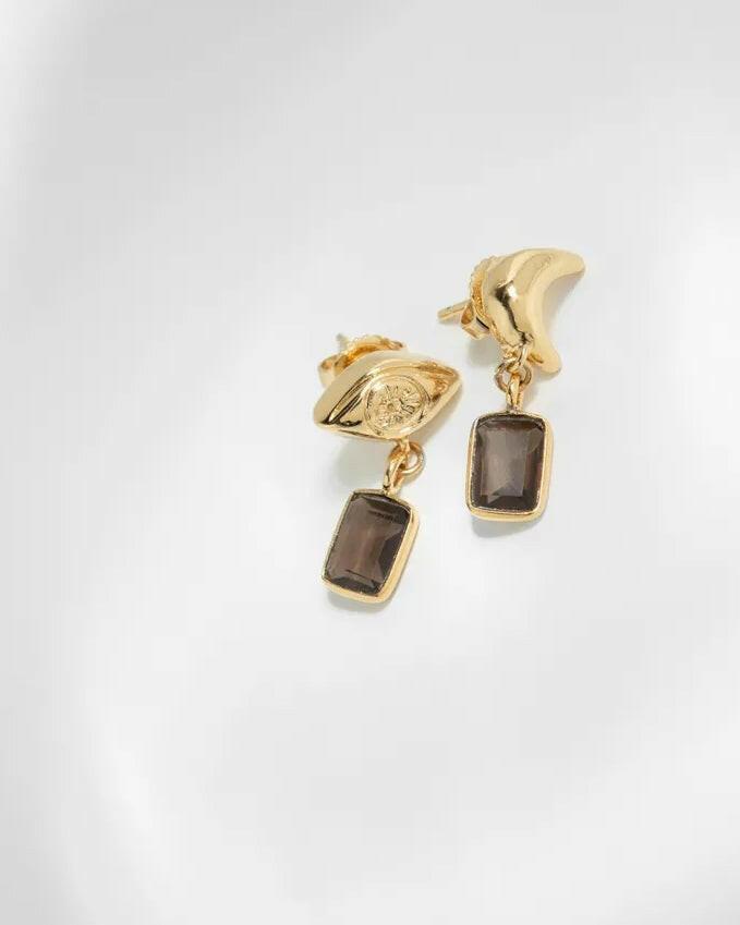 Boucles d'oreilles Quartz Fumé Lison, Louise Damas