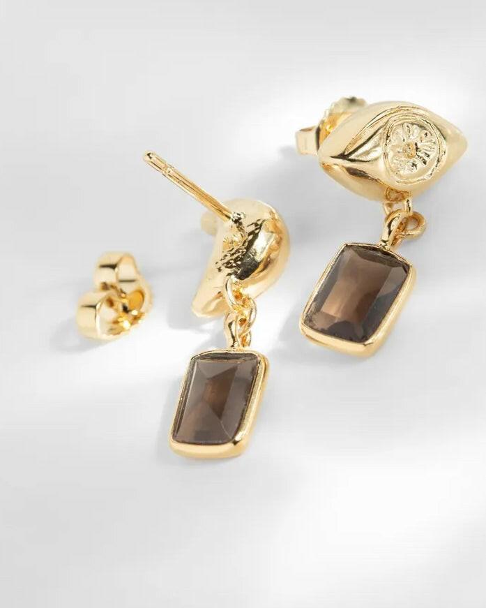 Boucles d'oreilles Quartz Fumé Lison, Louise Damas