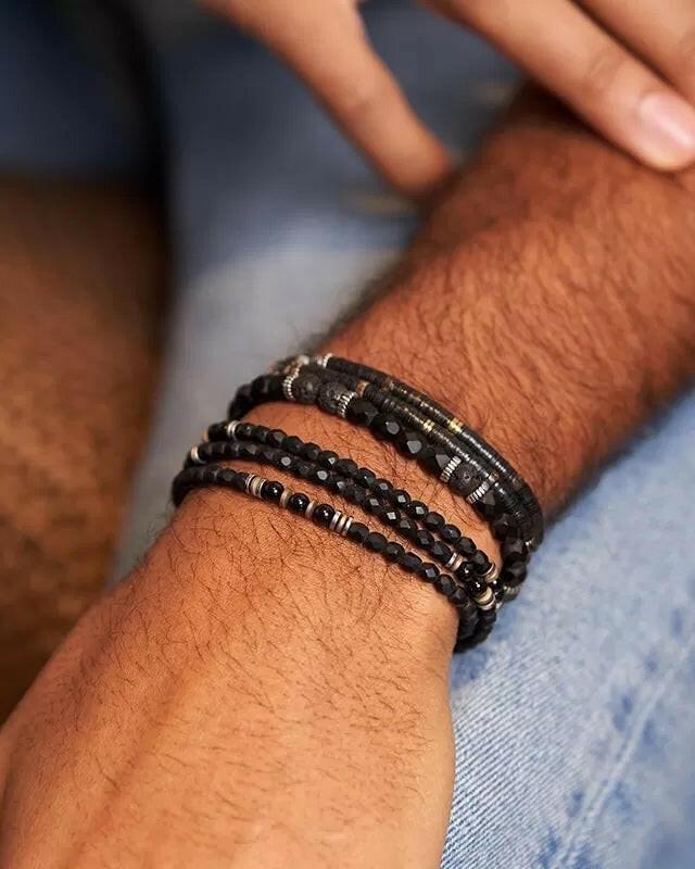 Bracelet Homme 1 tour,  GENTLEMAN XL - Noir Mat
