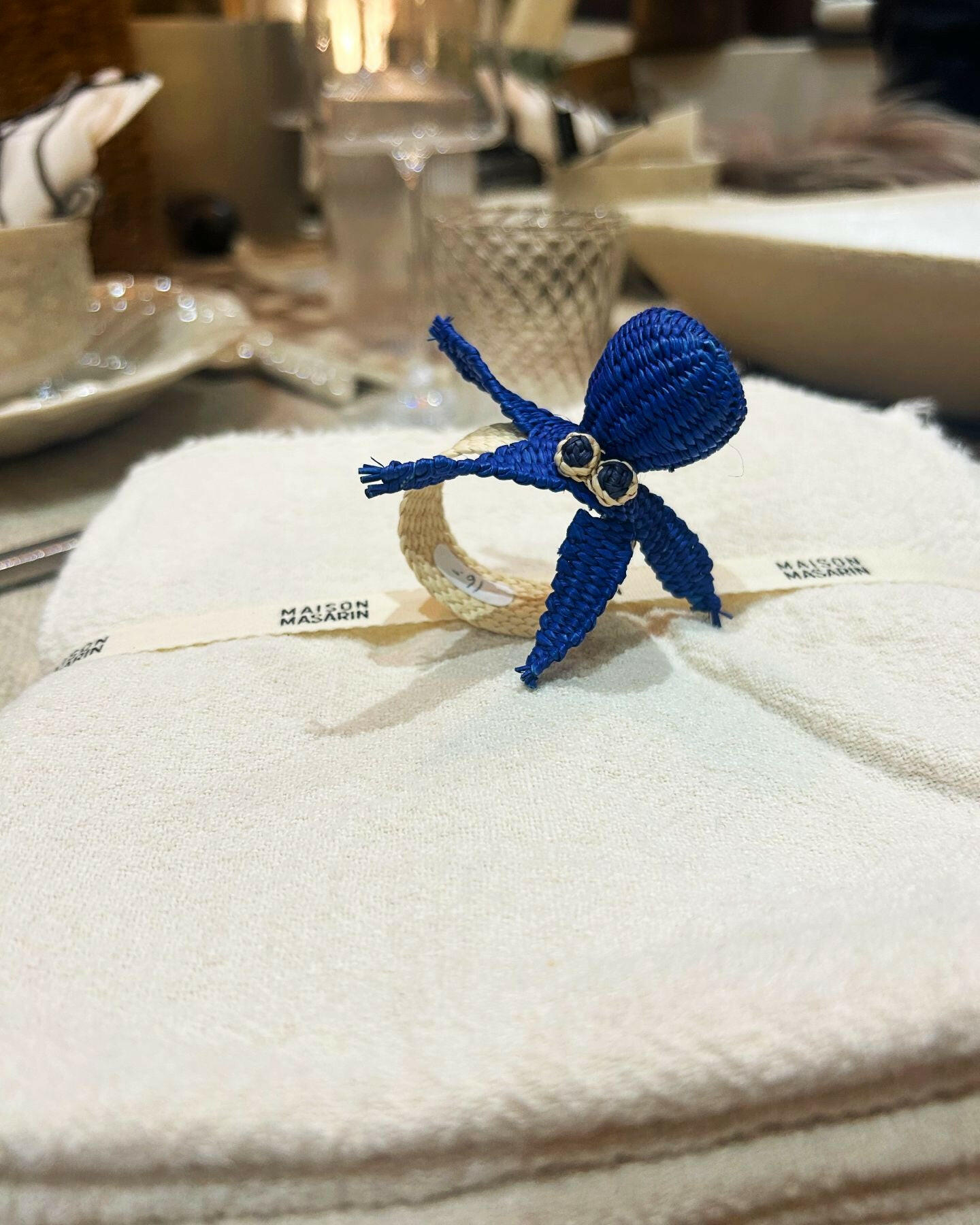 Rond de Serviette, Poulpe Bleu Foncé, PAO Maison