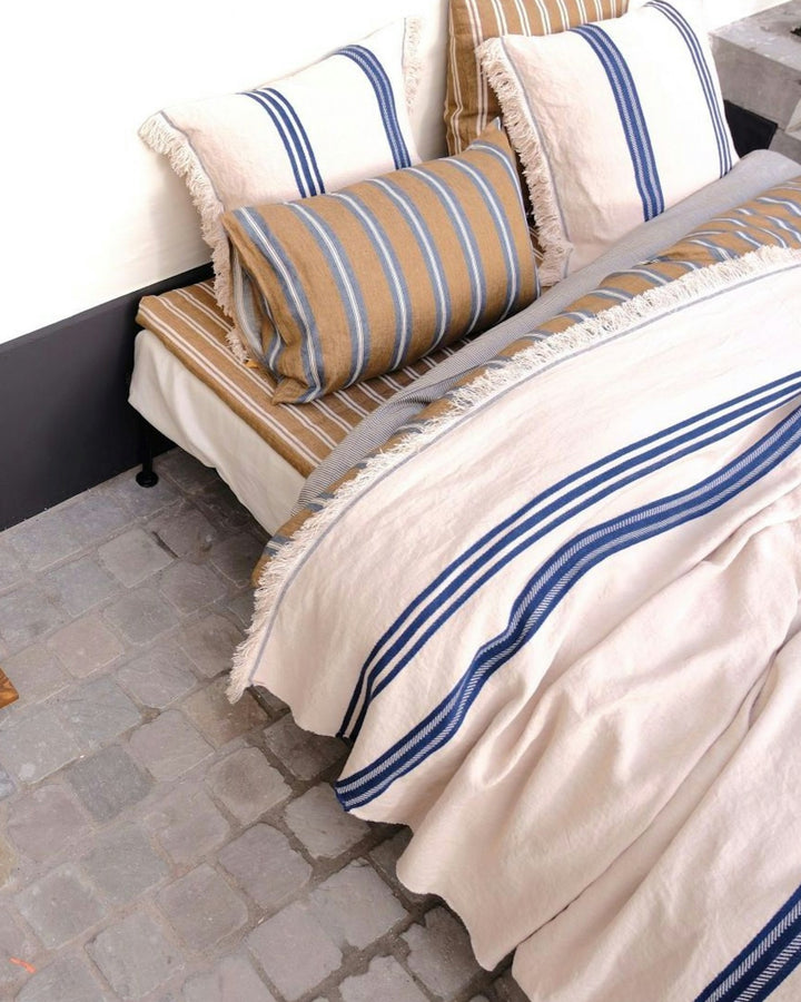 The Indigo stripe Housse coussin, Indigo - Libeco - Halo Concept